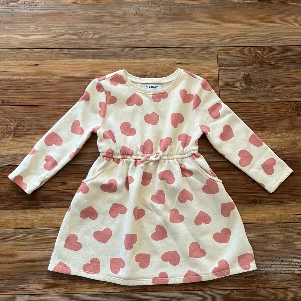 ⭐️Bundle 5 for $30 - Old Navy Cream Dress with Pink Hearts